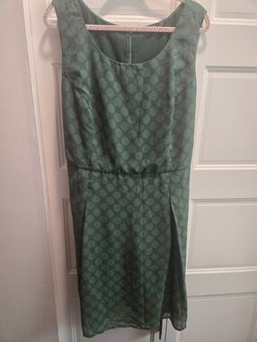 eShakti Dress Womens 3X 24W Green Polka Dot Sleeveless Midi Cocktail Party Plus
